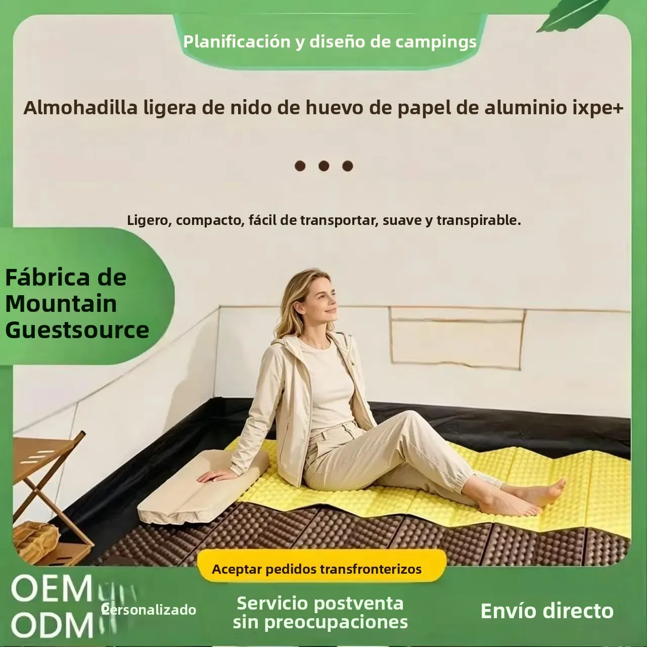 Alfombra de camping aislante y acolchada, con estructura de celdas de aluminio, ideal para dormir, plegable y portátil, perfecta para senderismo, excursiones y tiendas de campaña.