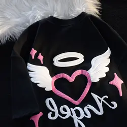 European and American milk sweet angel love cartoon short-sleeved t-shirt men and women summer new couple half-sleeved top y2k