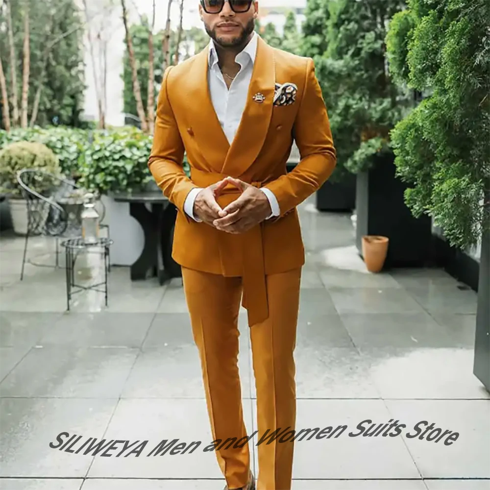 

Современный мужской свадебный двубортный костюм с лацканами-шалью, смокинг для жениха, комплект из 2 предметов: пиджак + брюки, для официальных мероприятий, деловых встреч и вечерних торжеств