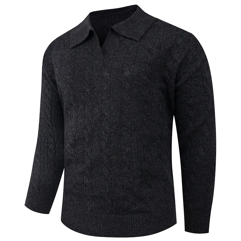 Autumn and Winter Polo Collar Knit Men's Jacket Loose Inner Base Top