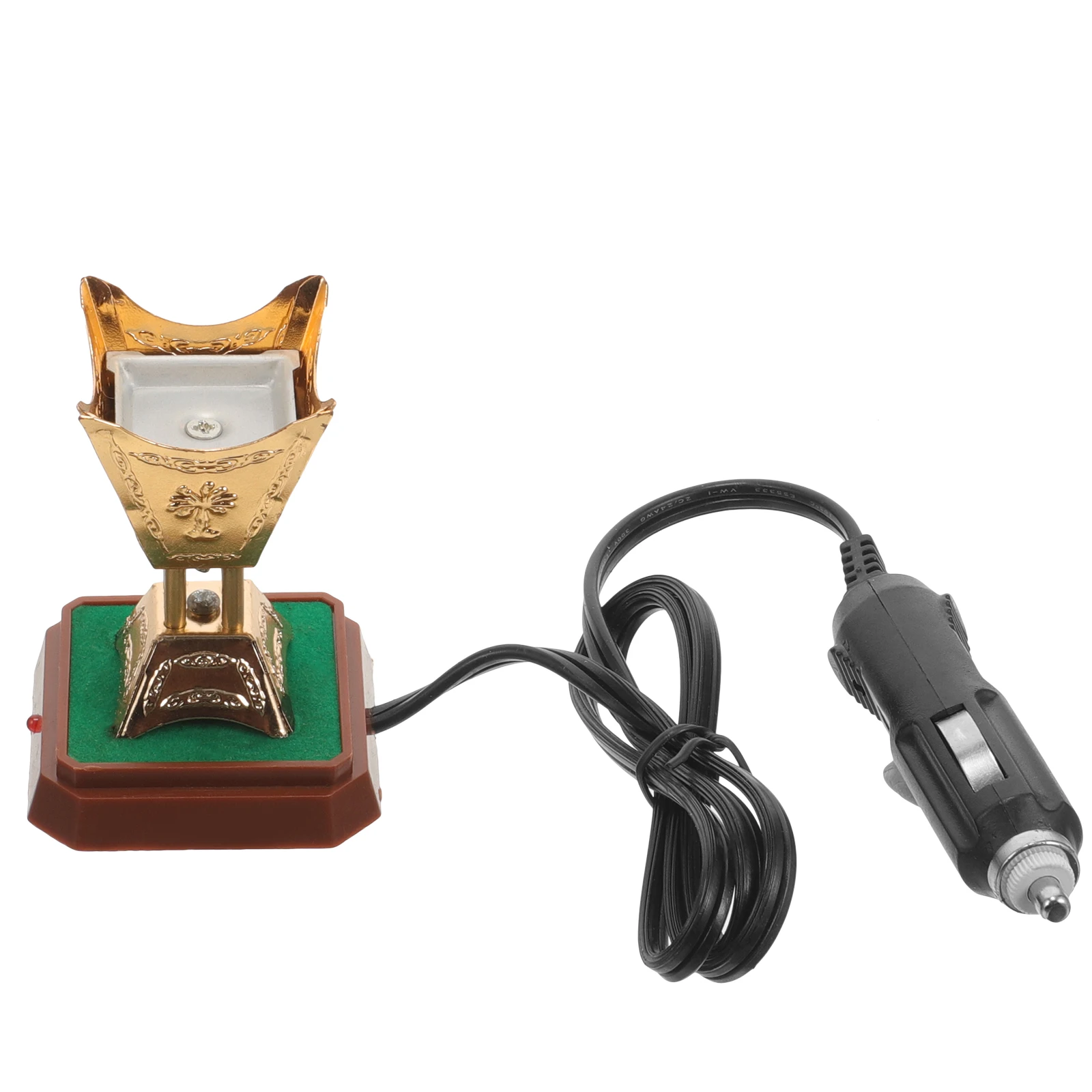 

Electric Car Incense Burner Golden Color Bakhoor Aromatherapy Diffuser Censer Iron Fragrance Oil Home Office Retro Style