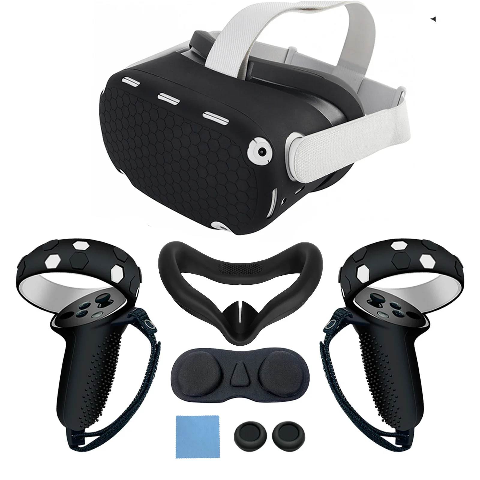 

Silicone Protective Cover For Oculus Quest 2 Accessories Case VR Headset Head Face Cover Eye Pad Controller Cover Grip Full Set