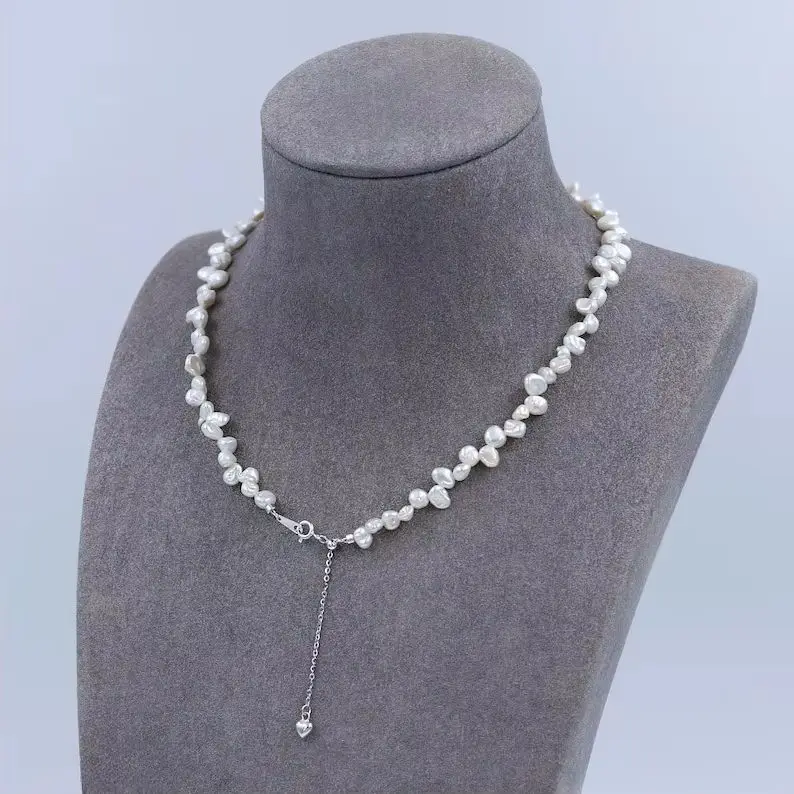 

Dainashi 6-7mm Irregular Keshi Freshwater Pearl Choker Necklace 40cm 45cm 50cm Handmade Petal Pearl Necklace Jewelry Gift