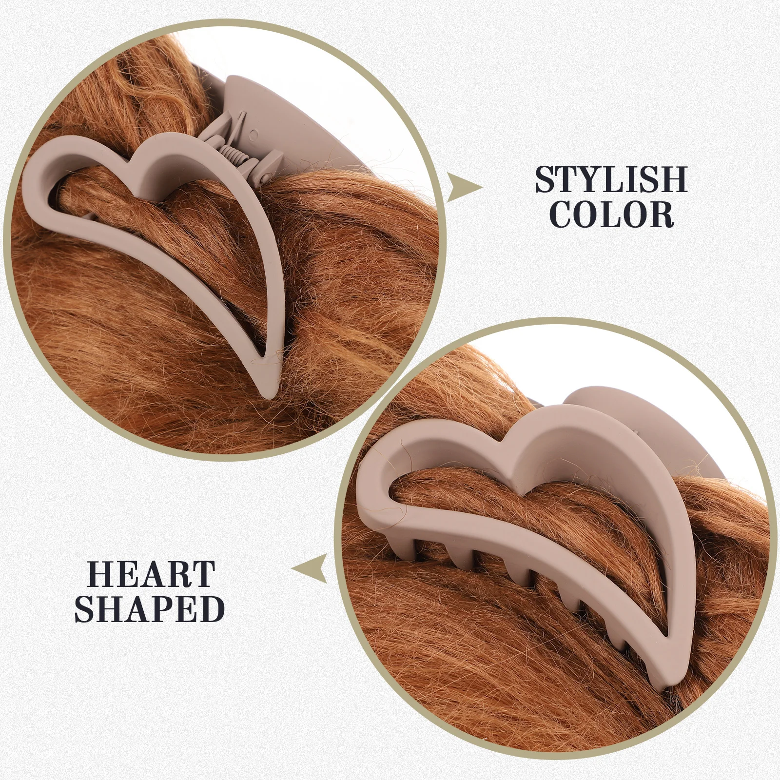 

3pcs Large Matte Heart Claw Clip Strong Flexible Nonslip For Women Thick Thin Hair Daily Styling Tool Back Hair Clip