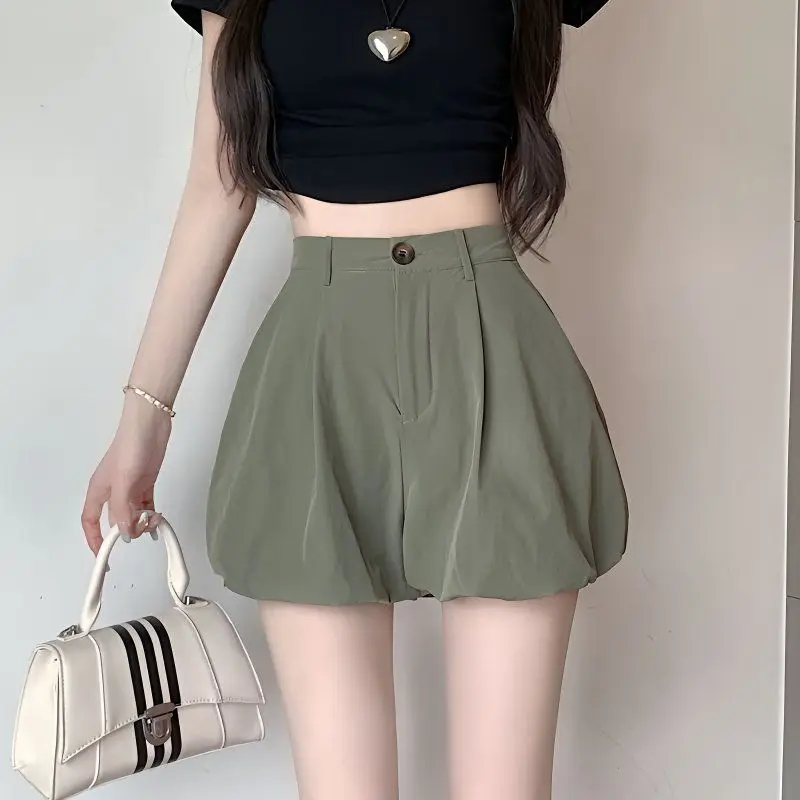 Flower Bud Suit Shorts For Summer 2025 New High Waist Loose Casual Wide And Short