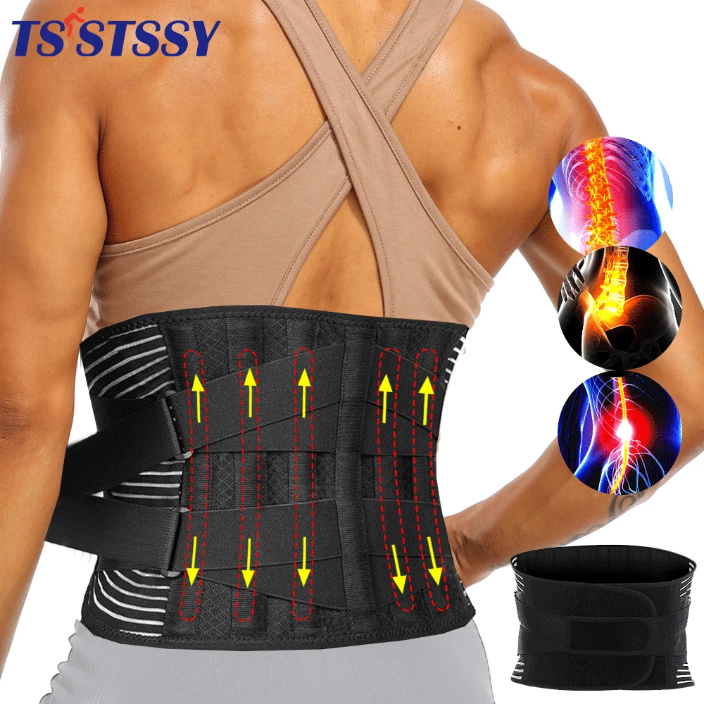 TSSTSSY Double Pull Lumbar Support Belt Brace Back Pain Relief Waist Trainer Orthopedic Corset MenWomen Spine Decompression