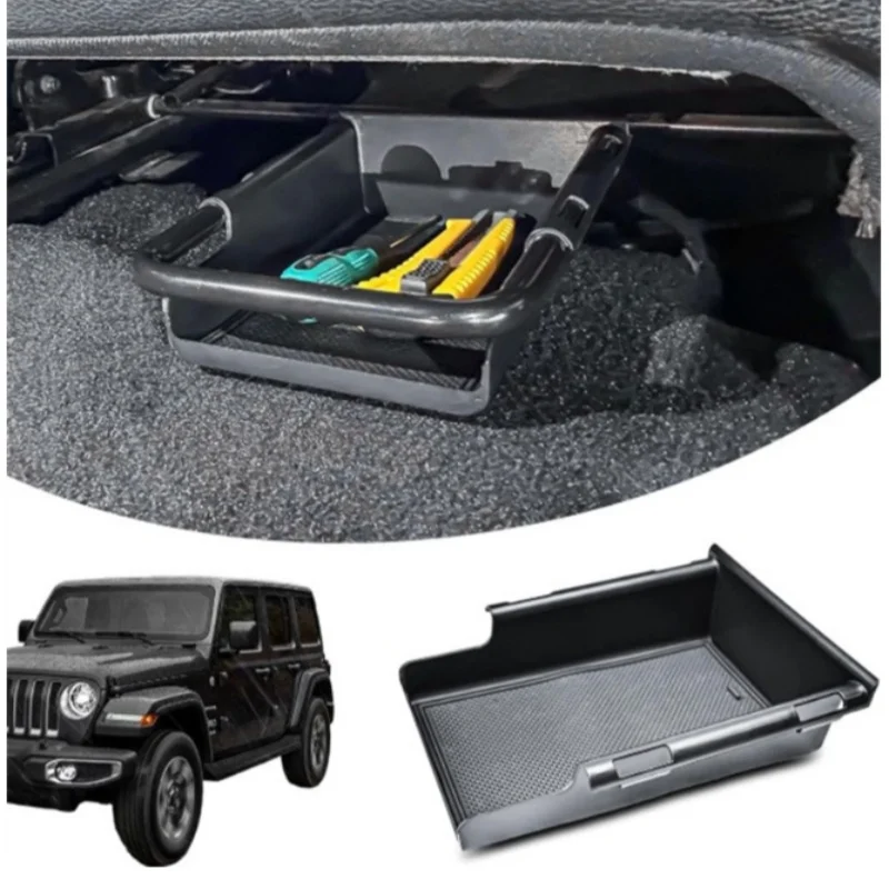 For Jeep Wrangler JL JLU 2018-2025 Gladiator JT 2020-2025 Lower Hidden Storage Box Front Under Seat Storage Organizer Car Tray