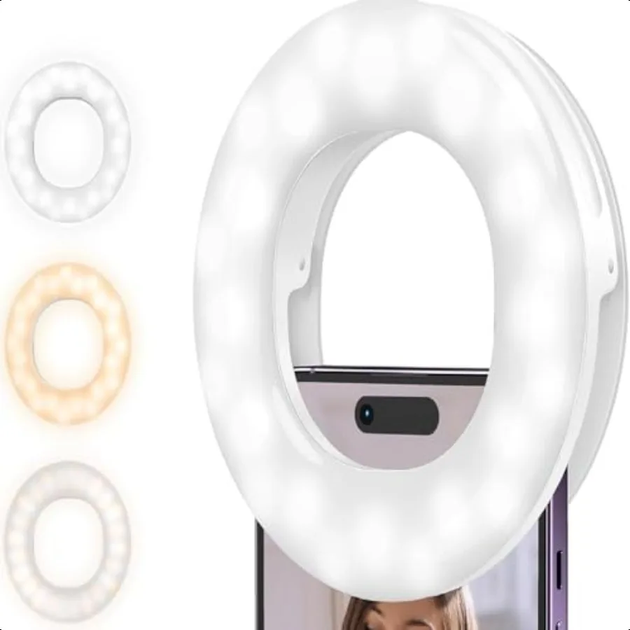 

Selfie Ring Light Rechargeable Selfie Fill Light with Retaining Clip On Video Conference Light for Phone Laptop Zoom Meeting Ma