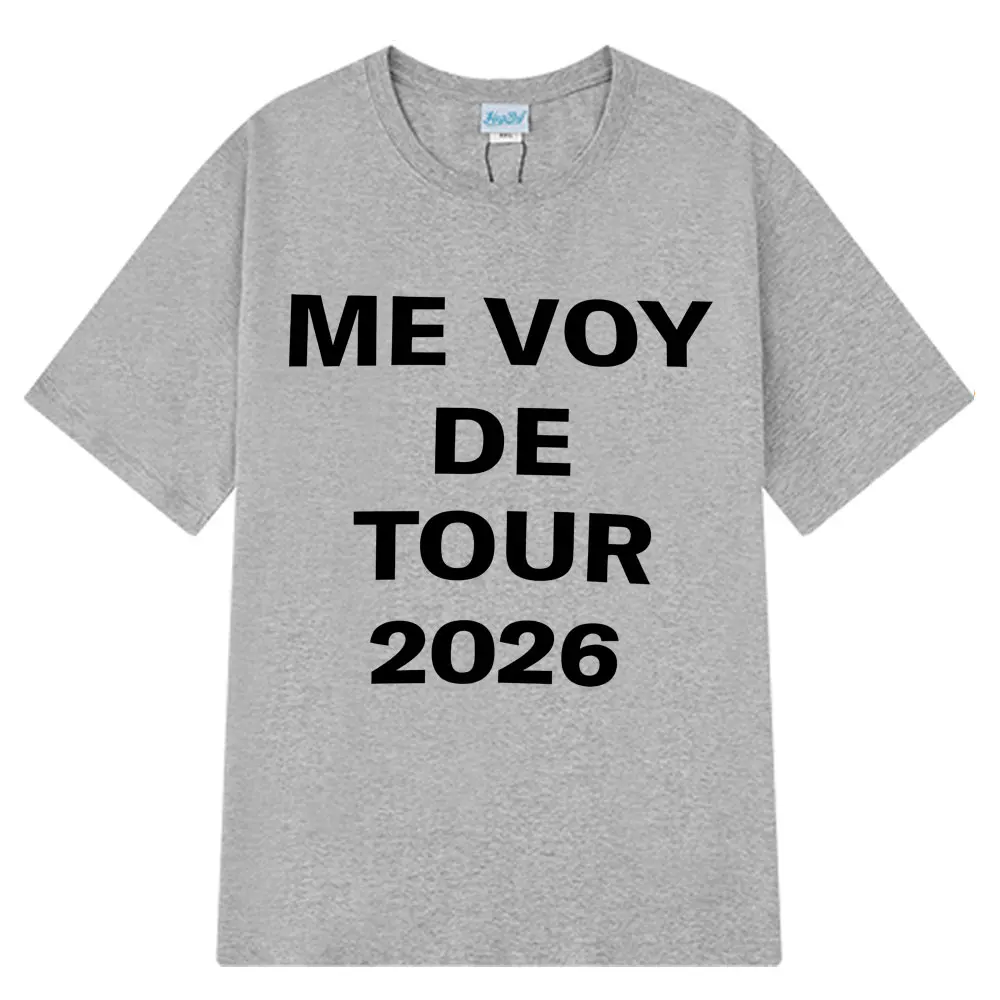 المغني Rosalia Me Voy The Tour 2026 قميص مطبوع الرجال النساء موضة تي شيرت قصير الأكمام 100% القطن المتضخم الهيب هوب تي شيرت #2