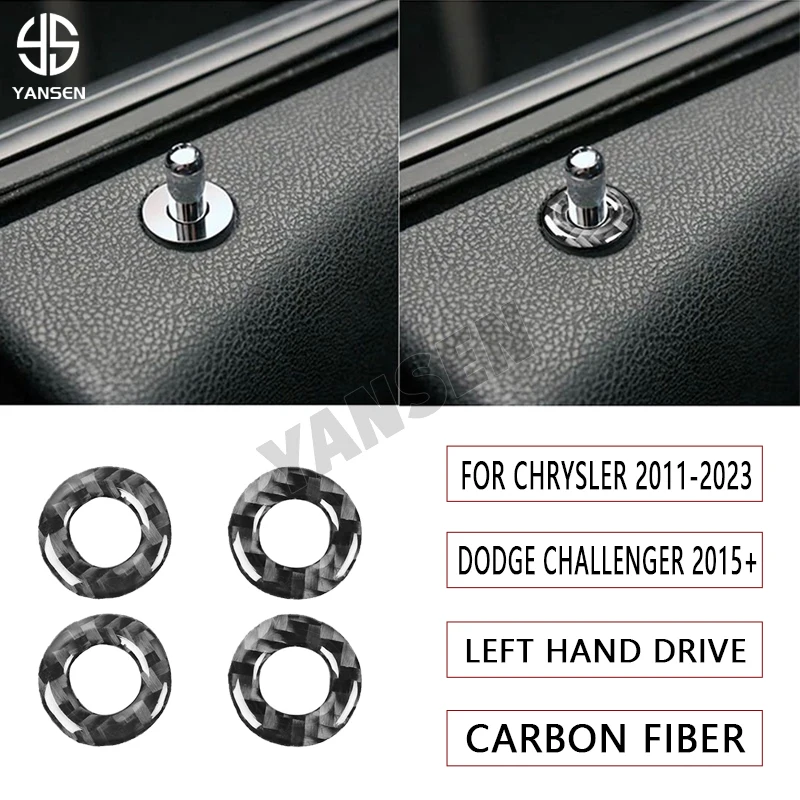 

Car Door Lock Ring Decoration Trim Carbon Fiber Sticker For Dodge Challenger 2015+ For Chrysler 2011-2023 Accessories