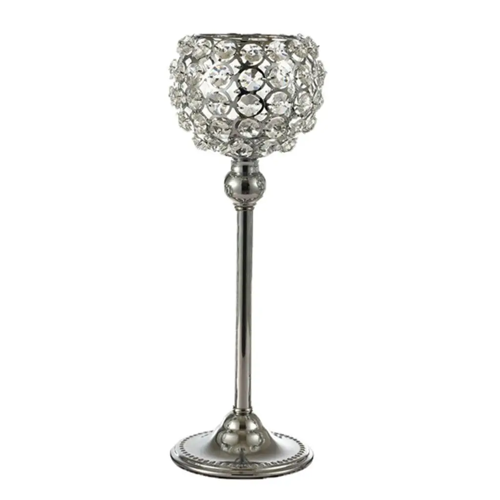 Glittering Crystal Tealight Candle Holder On Stem Wedding Party Home Ornament , 30cm Silver, 15cm 20cm 25cm 30cm 35cm