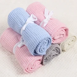 Coperta per neonati in cotone coperte Swaddle lavorate a maglia per neonati morbido passeggino scavato estate aria condizionata per bambini avvolgere roba per bambini