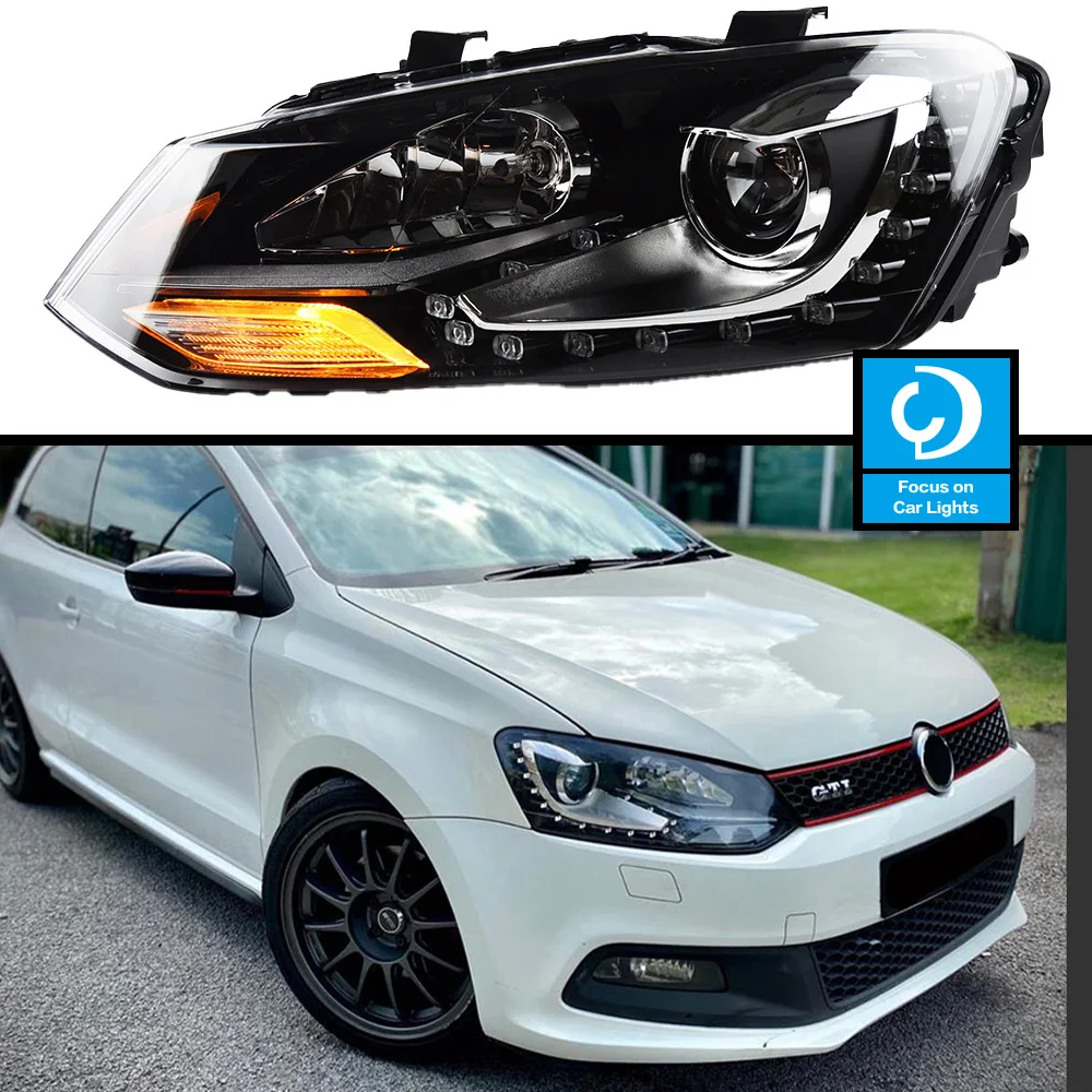 Car Front Headlight For VW POLO 2011-2018 GTI Type HeadLamp Styling Dynamic Turn Signal Lens Automotive Accessories 2PCS