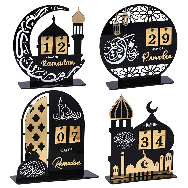 

Ramadan Kareem Advent Calendar Eid Mubarak Acrylic DIY Countdown Calendar Islamic Muslim Favors Gifts Eid Party Home Decoration