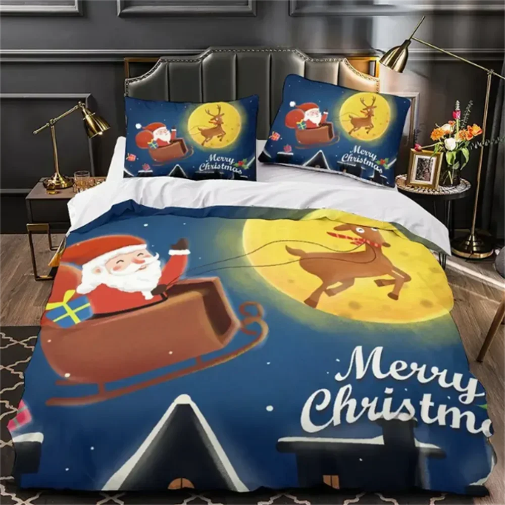 

3D Digital Print Bedding Set 23-Piece Christmas Theme Duvet Cover Breathable Polyester Fabric Machine Washable Zipper Closure