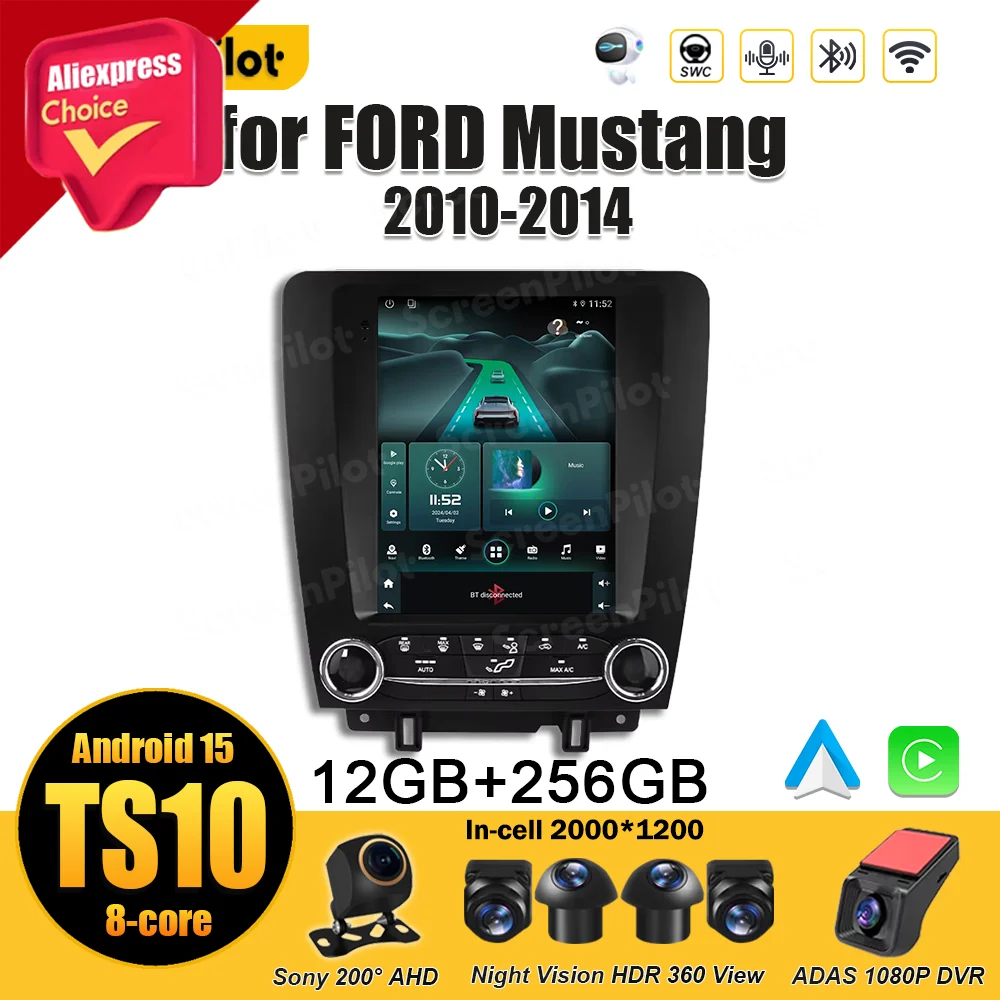 

Для FORD Mustang 2010-2012 2013 2014 Android 15 9,7-дюймовый мультимедийный видеоплеер GPS-навигация Bluetooth 8-ядерный RDS Tesla Style