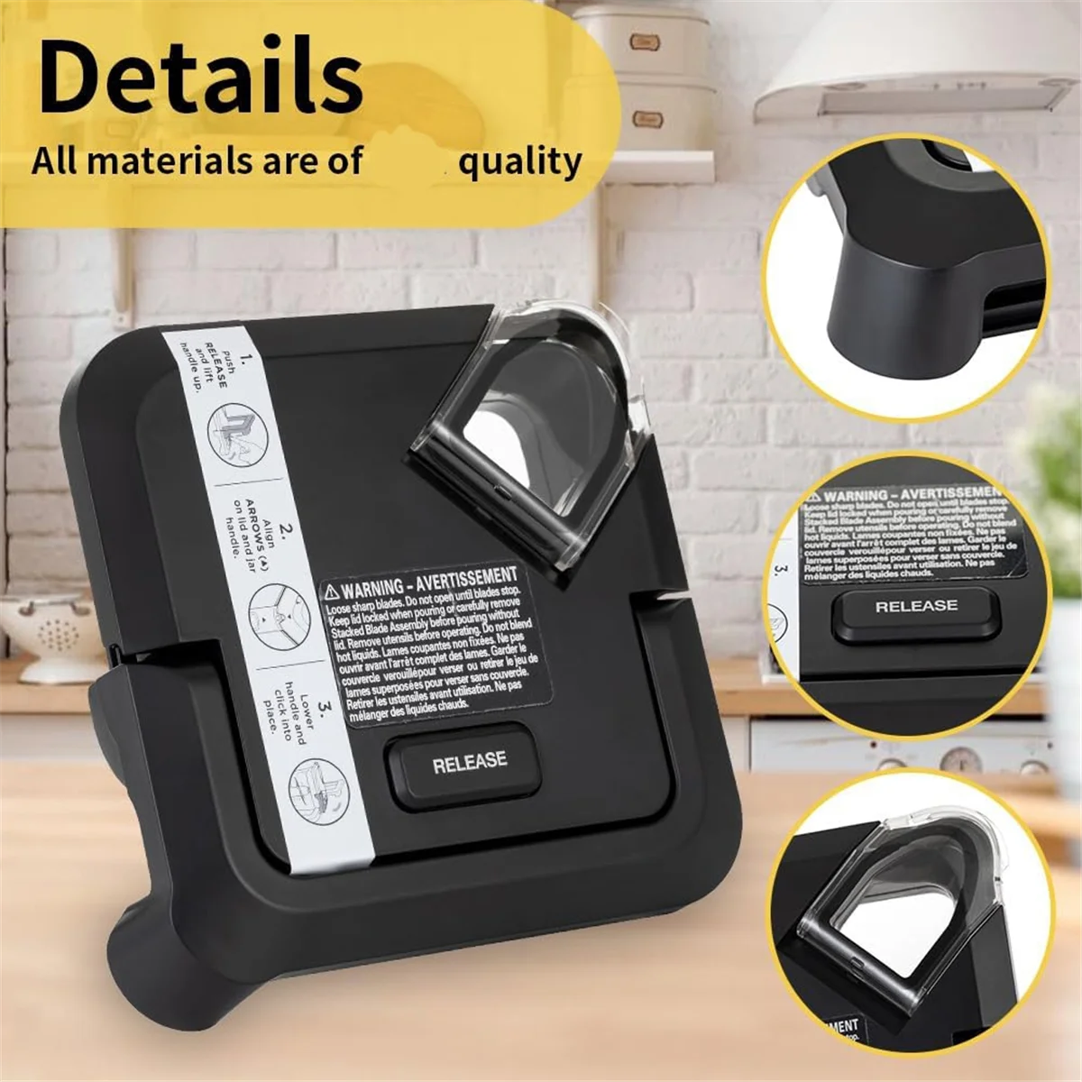 Blender Lid Replacement for Ninja 72 OZ Pitcher Locking Lid, Top Lid Cover Parts for Ninja 72oz Pitcher BL610 BN800#ABGP