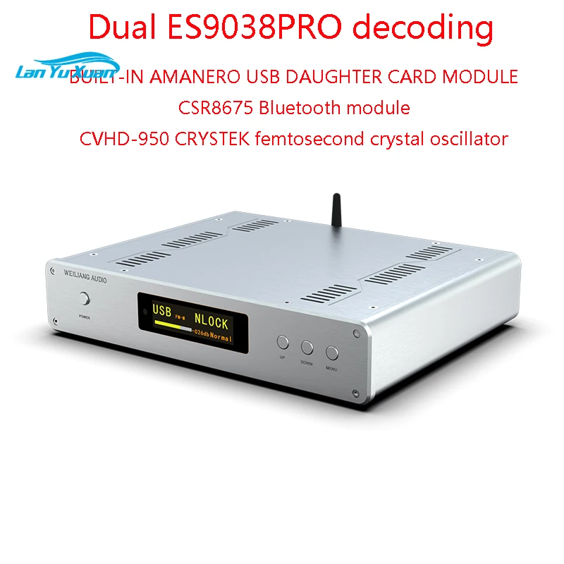 

Flagship Audio Decoder ES9038PRO Dual Core Fully Balanced DSD512 Lossless Decoder Bluetooth 5.0 LDAC Format PCM 32BIT/384K