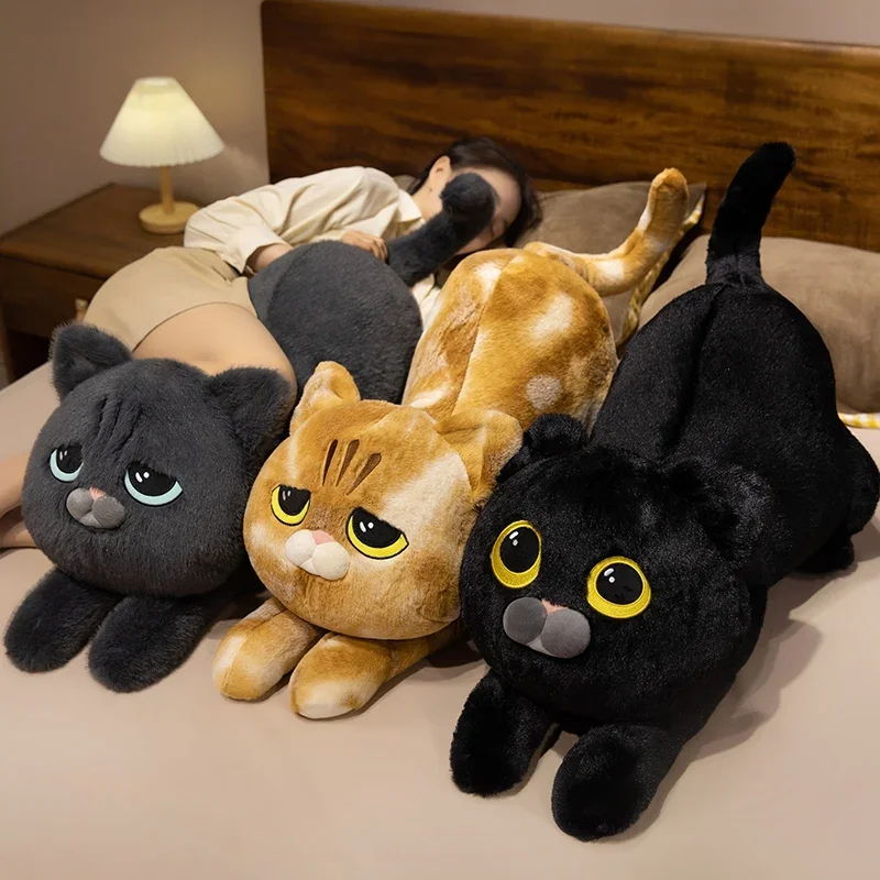 40-75 cm süße schwarze Katze Plüschtier Puppe Kawaii große kuschelige Kissen Kissen Ins schwarze Katze Plüschtier Puppe für Jungen Mädchen Geburtstagsgeschenke