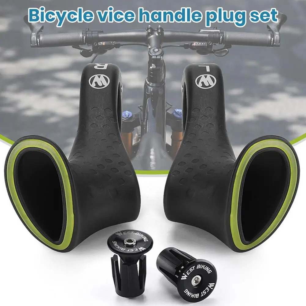 

Bicycle Handlebar Grip Ergonomic Anti Skid Lock On Handle Cover Aluminum Alloy Rubber Grips MTB Bike Accessories 1 Pair