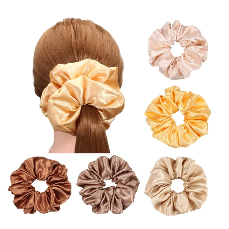 Oversize Jumbo Satin Scrunchies Soft Elastic Hair Ties Big Smooth Silky Hair Bands Women Girl  Ponytail Holder Hair Accessories