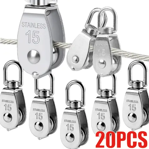 Stainless Steel Single Pulley Heavy Duty Hanging Wire Towing Wheel Swivel Lifting Wire Rope Cable Pulley Roller Crane Pulley