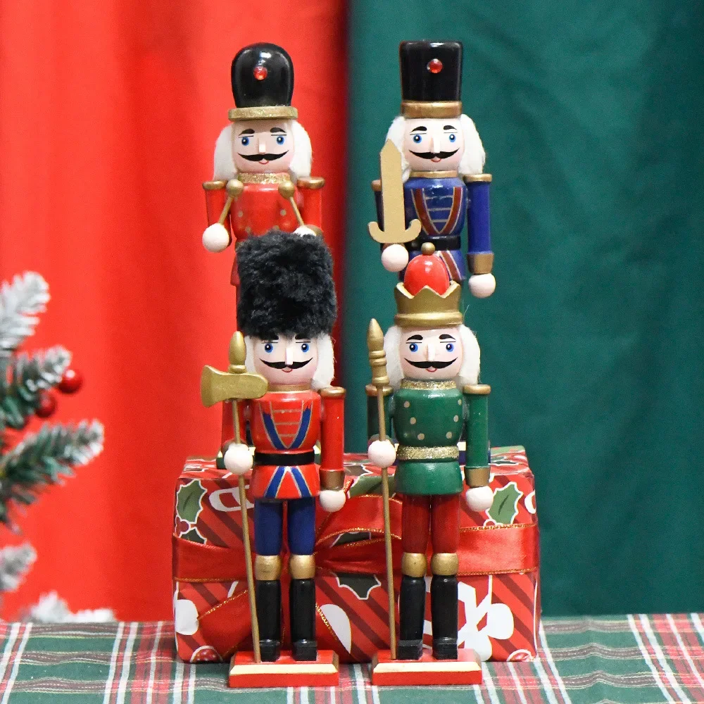 Creative Colorful Christmas Nutcracker, Black and Gold Puppet, Desktop Crafts, Kids Gifts, Home Decorations, New, 18cm