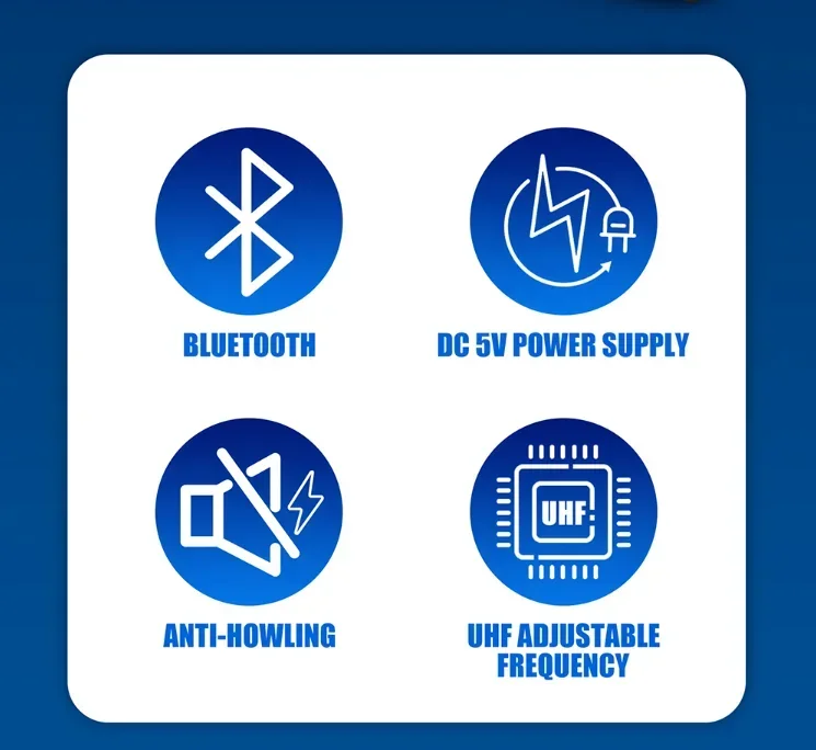 Draagbare oplaadbare handmicrofoon Draadloze dynamische microfoon Professioneel met BT-ontvanger UHF Stereo draadloze karaokemicrofoon