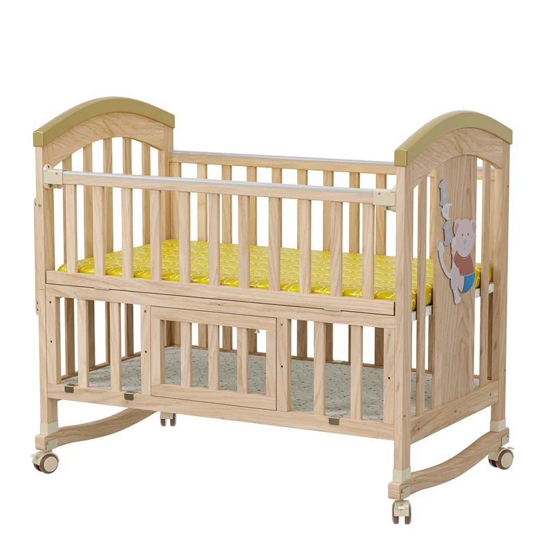 認証済みナチュラルカラーのモダンなニュージーランド産パイン材ホワイトベビーベッド