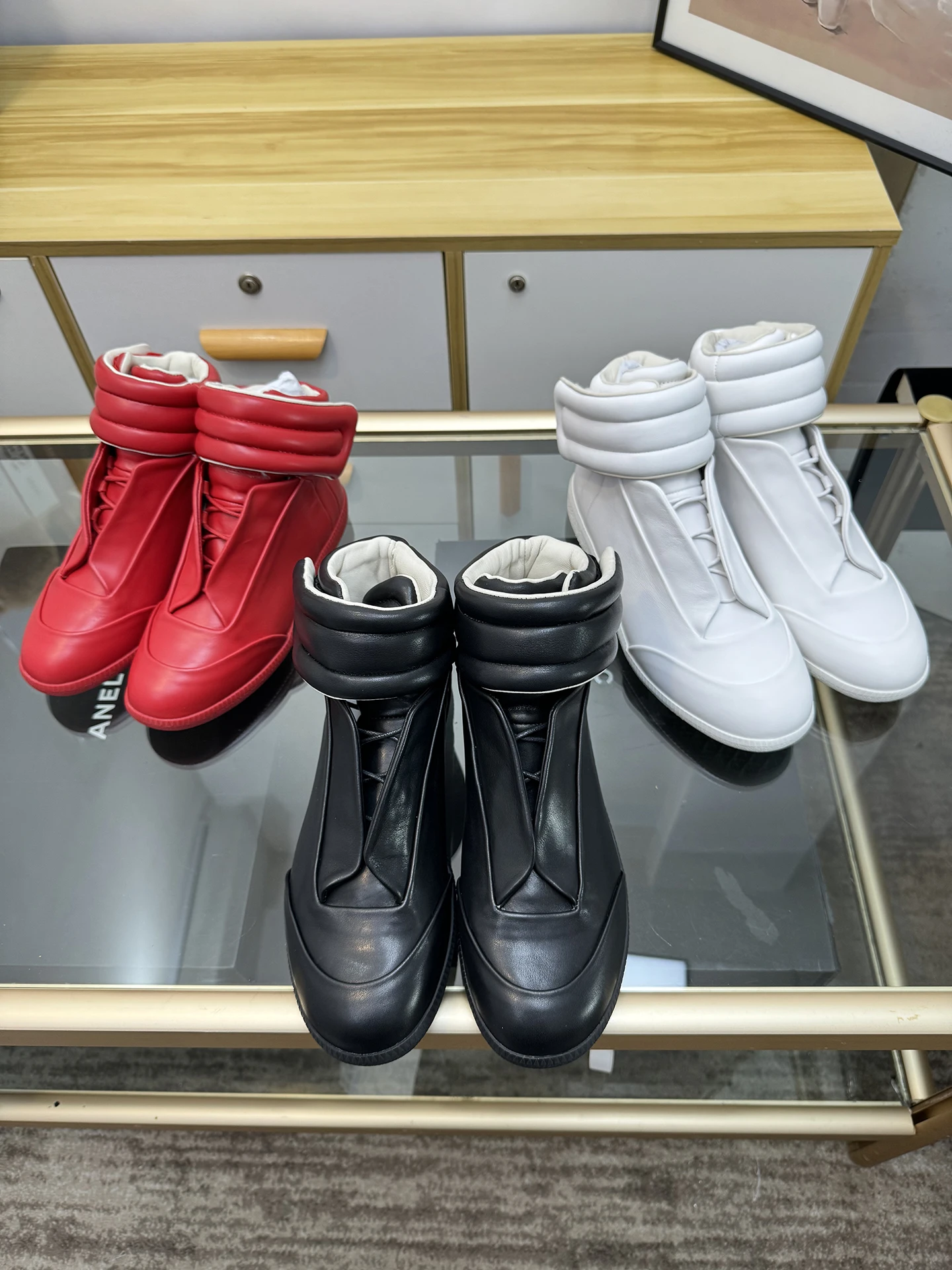 

Majia De Xin Red Leather High Top Sport oes Winter 2025 New Future Sle Casual round Toe Low Heel TPR Outsole Warmth Function
