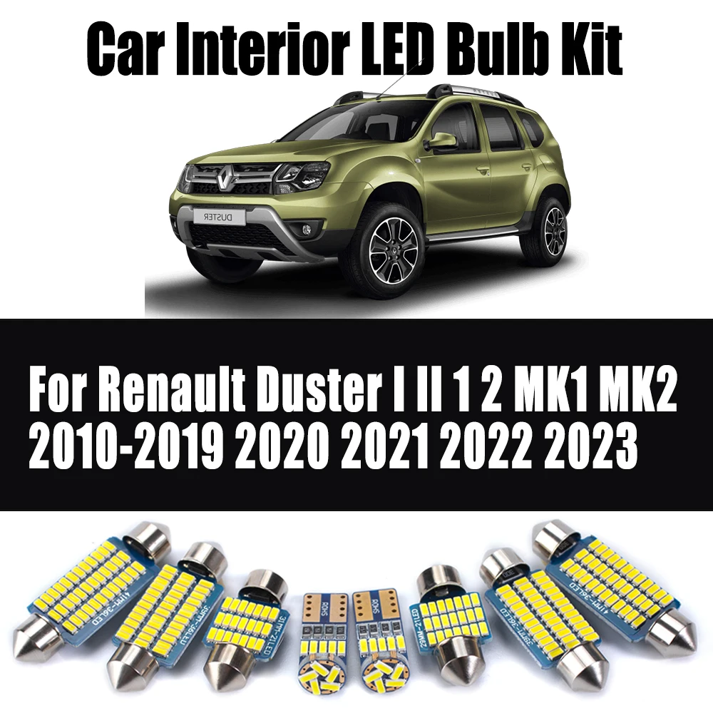 

Canbus для Renault Duster I II 1 2 MK1 MK2 2010-2020 2021 2022 2023 Автомобильные лампы для чтения Светодиодный комплект внутреннего освещения багажника с куполом в багажнике