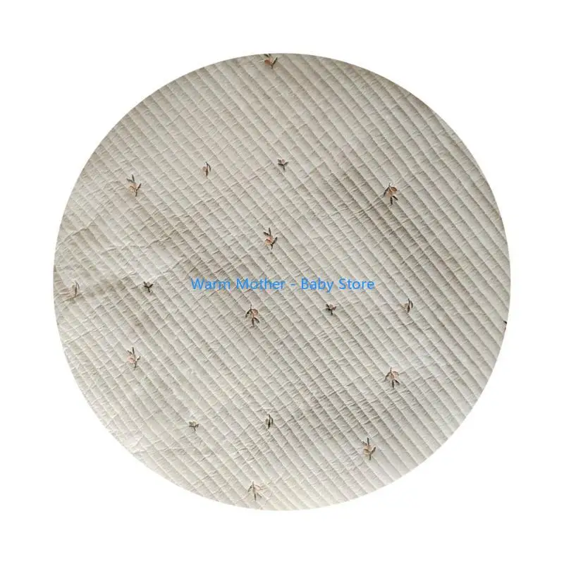 سجادة لعب دائرية للطفل، سجادة حضانة مريحة قابلة للإزالة والغسل، سجادة مستديرة لزحف الأطفال مع تطريز 57QE