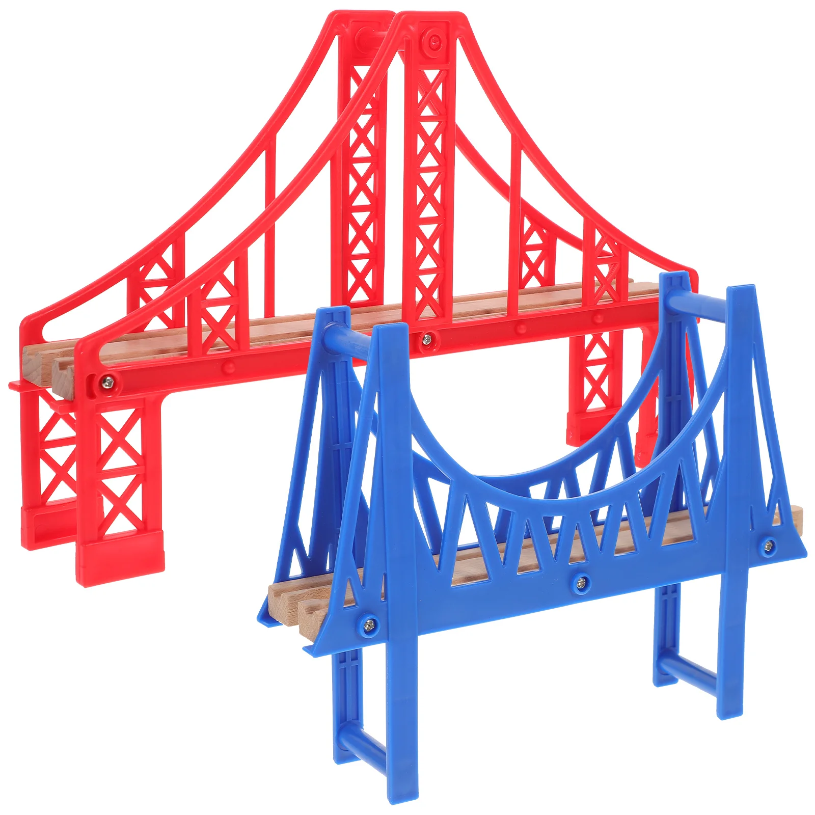 2 Pcs Train Track Toys Railway Bridge Model DIY Accessory Plastic Scene Layout Prop