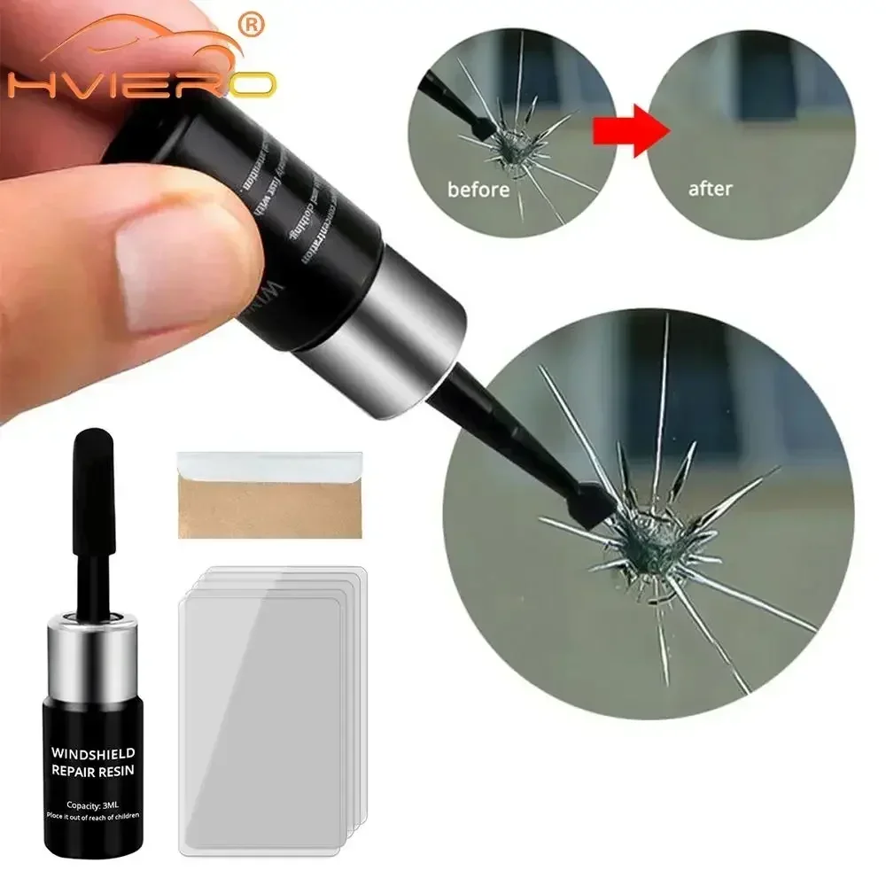 Kit d\'outils de réparation de fissure de pare-brise de voiture, colle de durcissement d\'écran, verre automatique, fenêtre de bricolage, rayures de