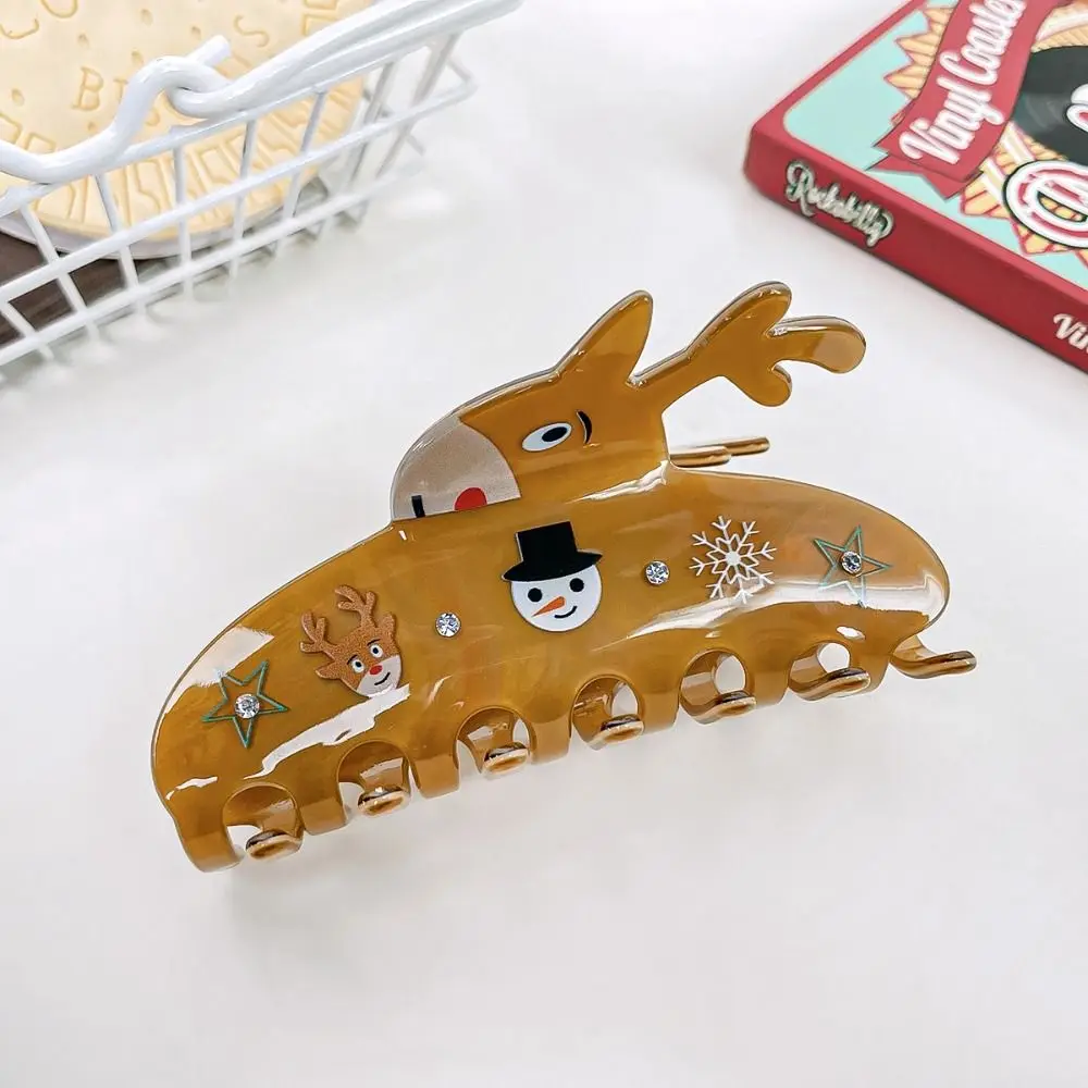

Kawaii Deer Christmas Elk Hair Claw Penguin PVC Santa Claus Shark Clip Cartoon Animal Korean Style Snowman Hair Clip Party