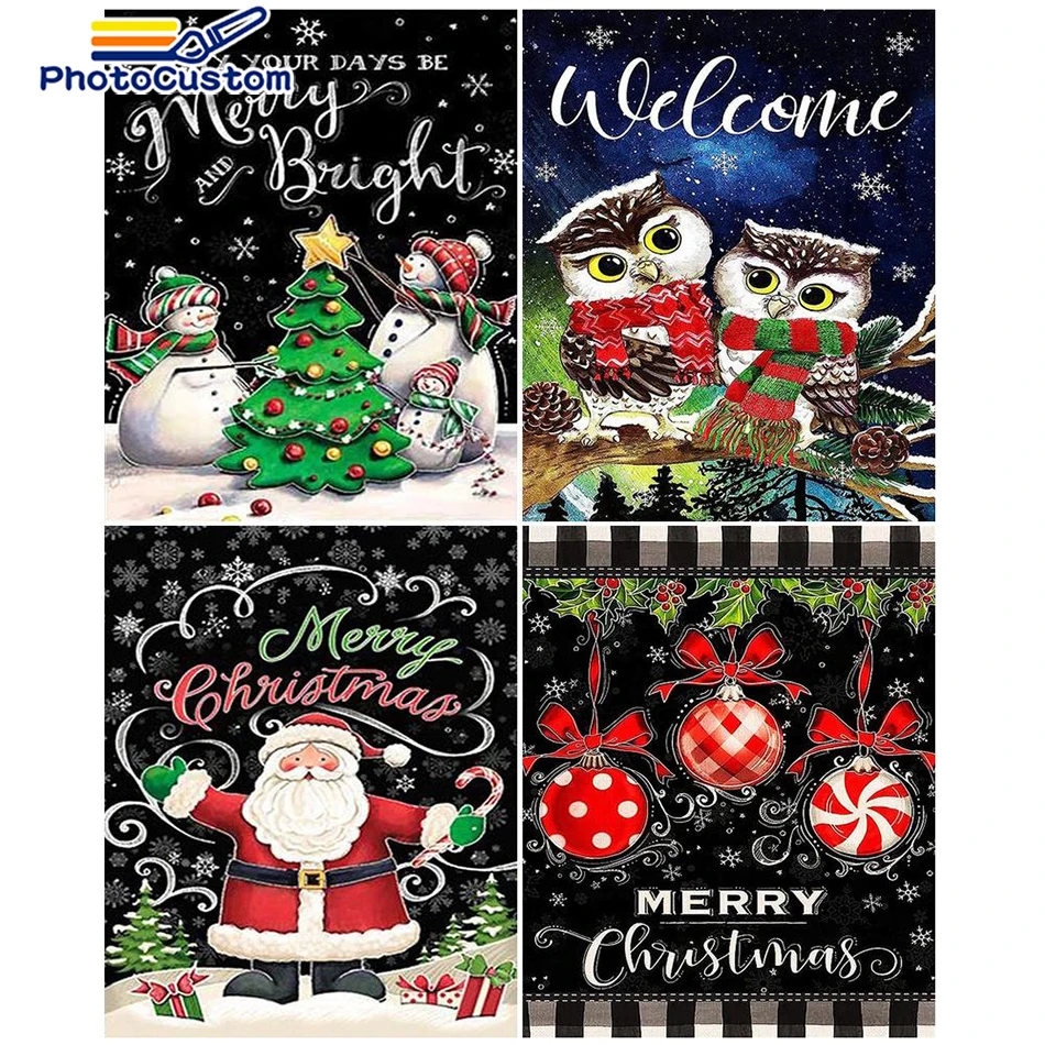 

PhotoCustom Painting By Number Diy Abstract Christmas Present Picture Acrylic Coloring Picture By Numbers Adult Decoration 40x50