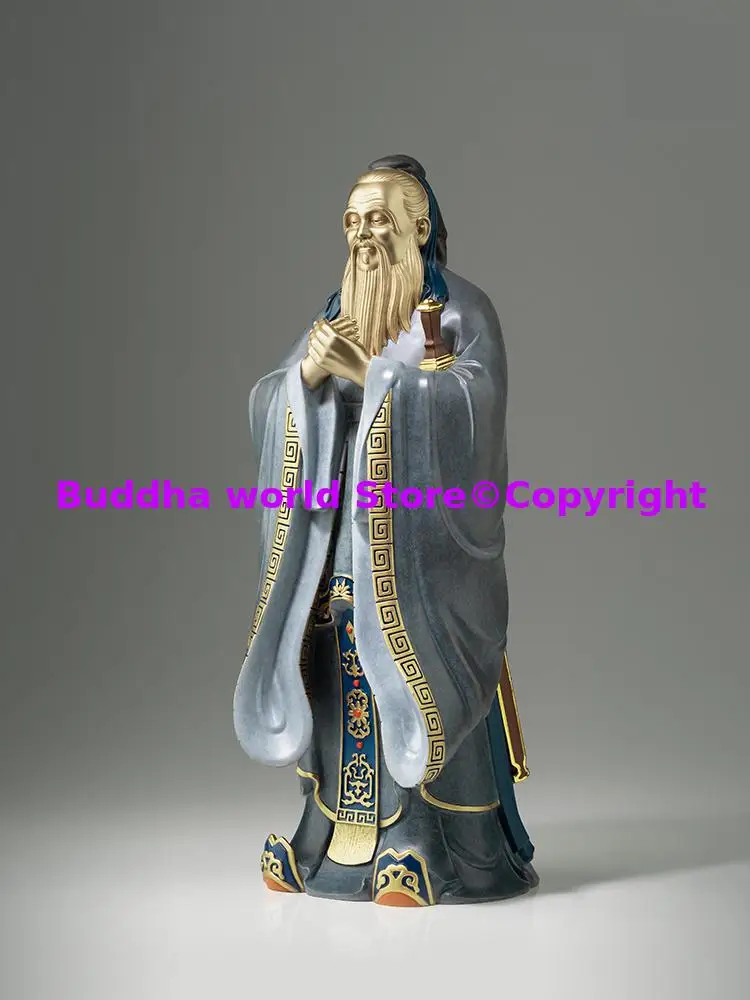 TOP handmade Best Foreign business gift Chinese Culture office decoration ornament Portrait of Confucius bronze Sculpture work