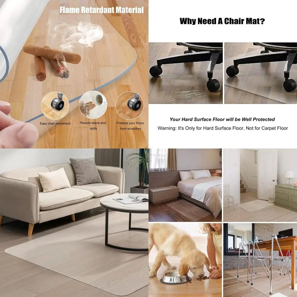 

Large Clear Plastic Chair Mat for Hardwood Floors, 57x84, Dining & Living Room Protection, Easy Glide Rolling Surface
