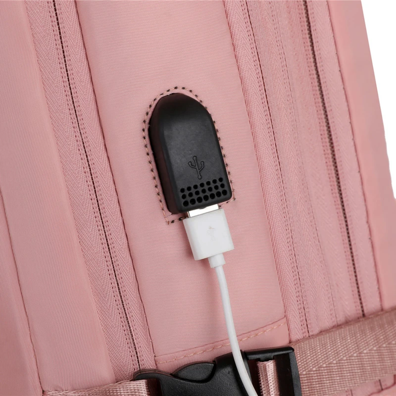 Bolsa Estética Multifuncional para Jovens, Mochila de Negócios Rosa para Laptop, Impermeável Travel Viral Back Pack, Nylon