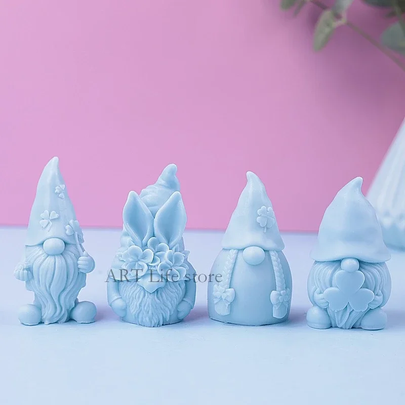 Christmas Dwarf Silicone Candle Mold 3d Santa Claus Aromatherapy Plaster Resin Soap Making Chocolate Ice Baking Tools Home Gifts