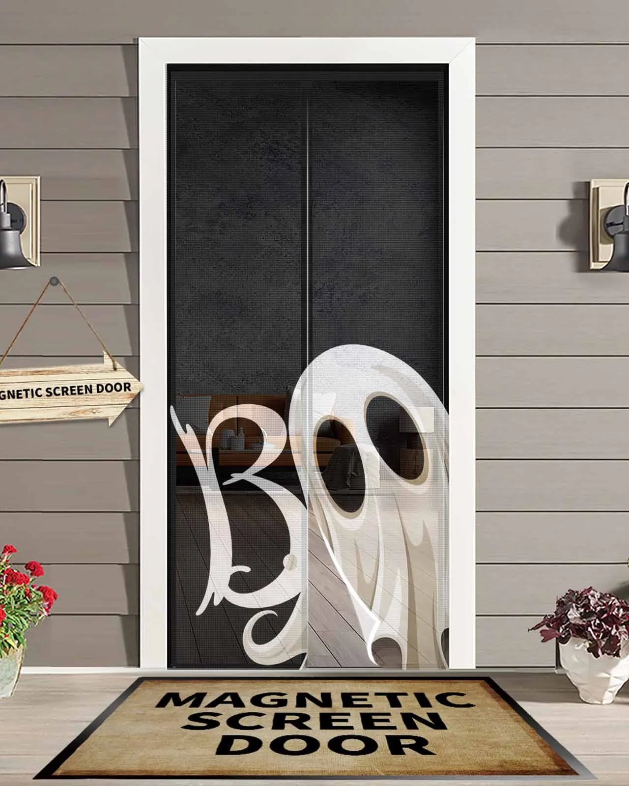 

Abstract Halloween Black Ghost Magnetic Door Curtain Living Room Bedroom Home Anti-mosquito Screen Door Curtain