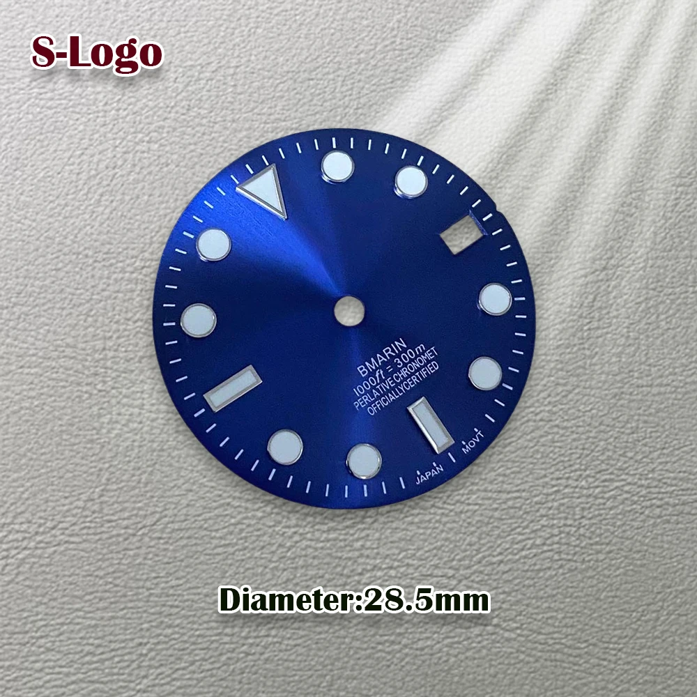 28.5mm S Logo NH35 SUB Dial Suitable for NH36/4R/7S Movement C3 Green Luminous Sunbrust Dial Watch Modification Accessories ﻿