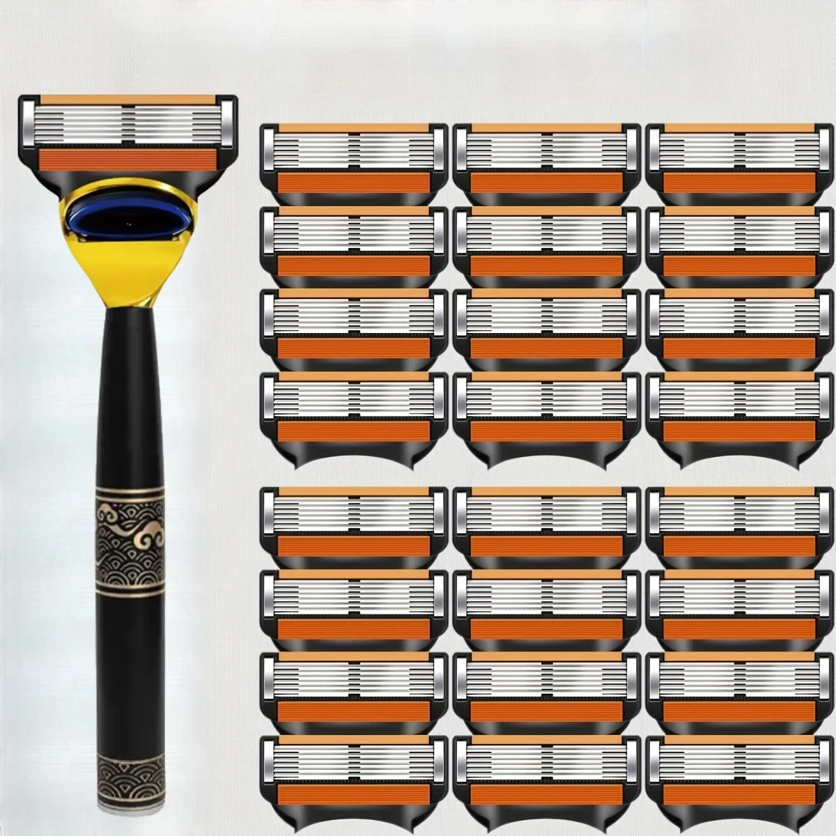 Afeitadora para hombres, herramientas de peluquero, maquinilla de afeitar para el vello Facial, cuchillas de 6 capas, cuchillo de afeitar antiguo de alta calidad con cabezal de repuesto