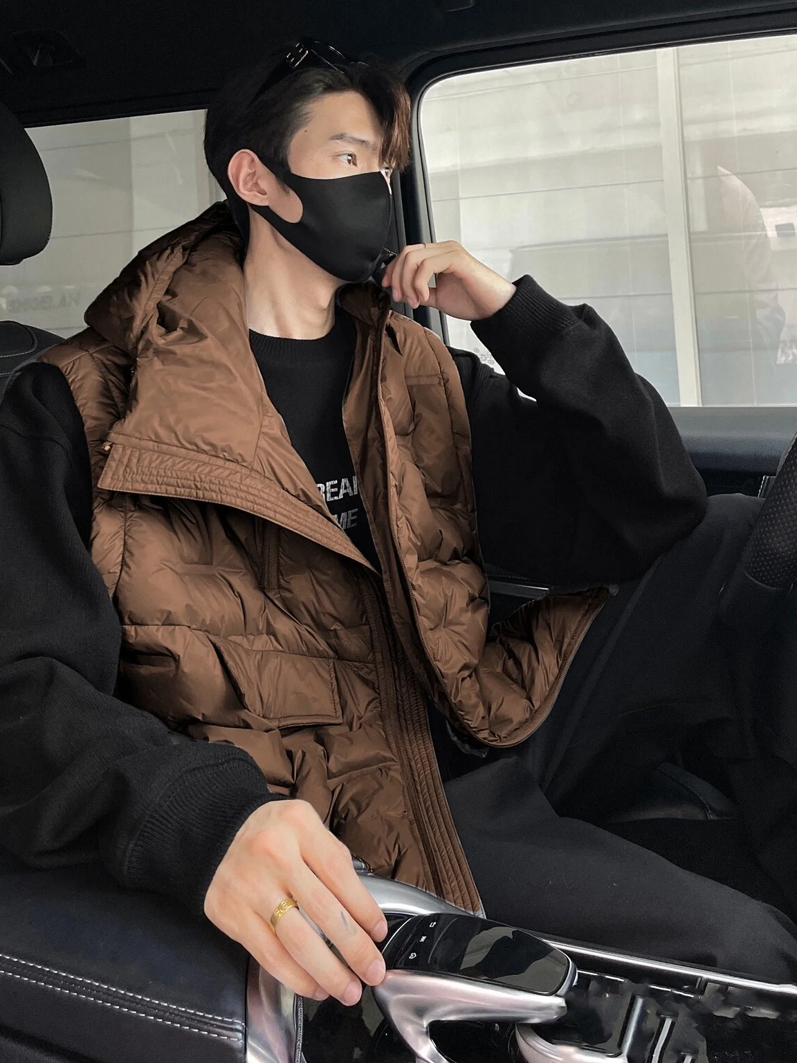 

American Sle Youth Khaki Hooded Lightweight down Vest Men Outerwear plus Size Loose oulder Pad Svel Jaet