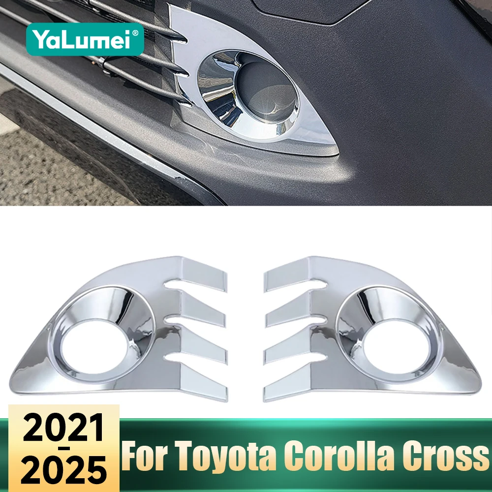 For Toyota Corolla Cross XG10 Hybrid 2021 2022 2023 2024 2025 ABS Car Under Front Bumper Fog Light Frame Lamp Grill Bezel Cover