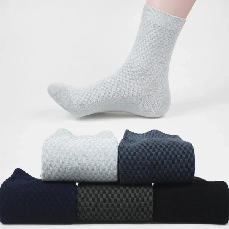 Classic Bamboo Men Socks Cotton Fibre Breatheable Business Casual Summer Socks Odorless Sport Deodorant Man Medium Tube Socks