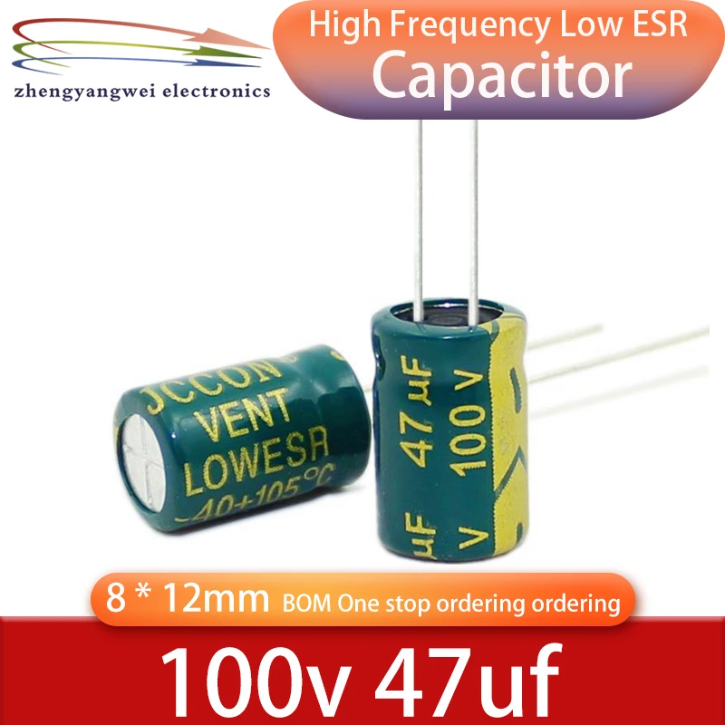 

50PCS 100v47uf 8x12 47UF 100V 105C ° high-frequency low resistance electrolytic capacitors