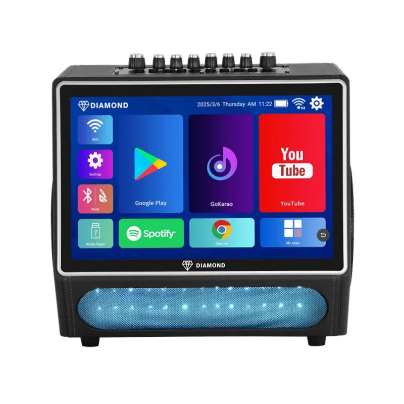 

Diamond Stock Dual 5.25 Woofer 2-Way Wood 40W High Power Android System All-In-One KTV Karaoke Machine Speaker With Touch Screen