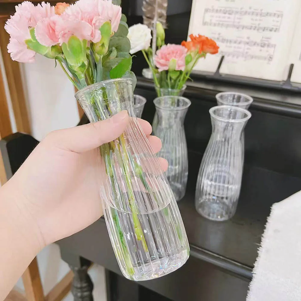 Transparent Vase Anti Drop Creative Home Decoration Plastic Flower Vase Imitation 1Pcs Clear Durable Practical Modern Flowerpot