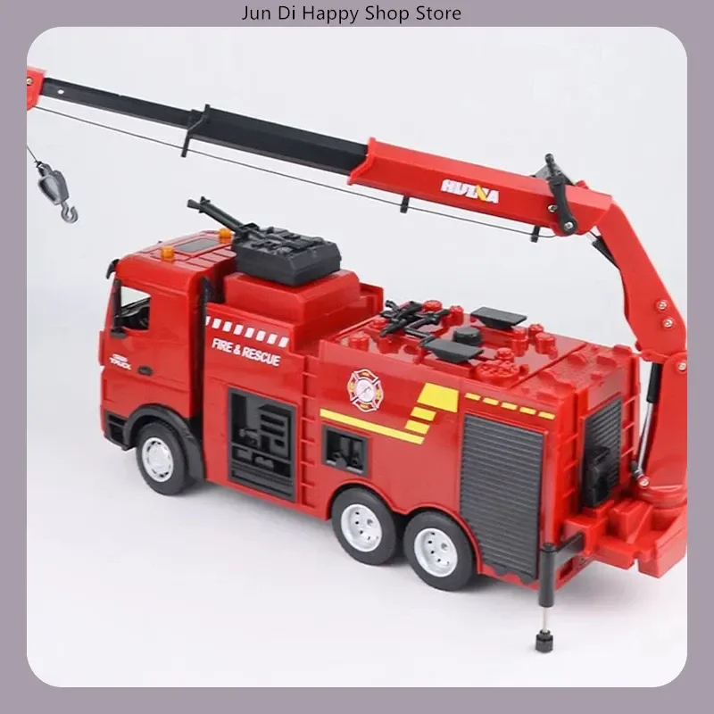 2.4g 9 Channels 1:18 Huina 1361 1362 Simulated Lifting And Spraying Water Function Alloy Fire Ladder Truck Engineering Model